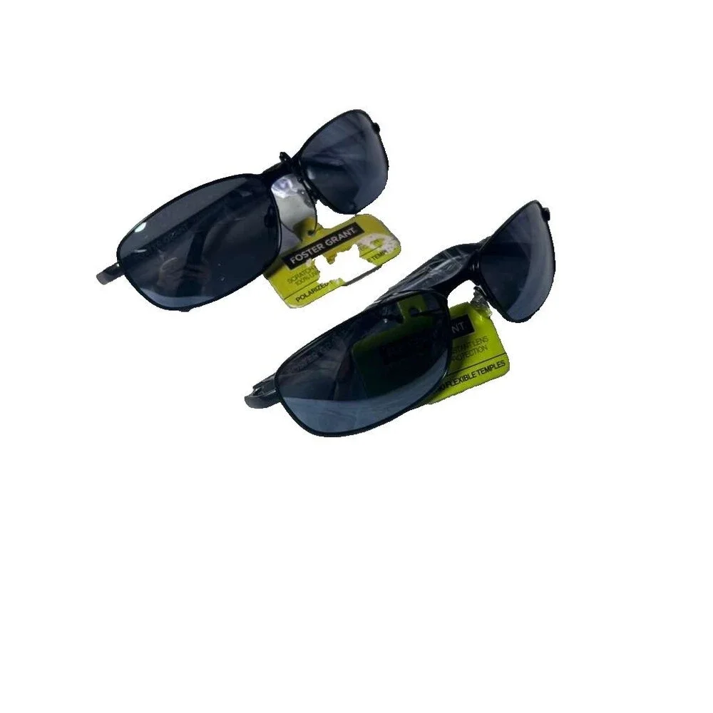 Foster Grant Rectangle Sunglasses Men’s Black 2 Pack Bundle New